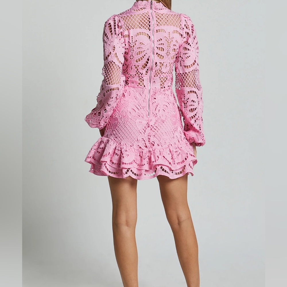 Showpo Pink Lace Mini Dress